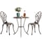 Gardenised Indoor and Outdoor Bronze Dinning Set 2 Chairs with 1 Table Bistro Patio Cast Aluminum. QI003961.BZ - alternate 1